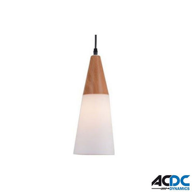 230VAC 60W 1XE27 Pendant Frosted Glass/Wood 130mm DiameterPower & Electrical SuppliesAC/DC40970-1