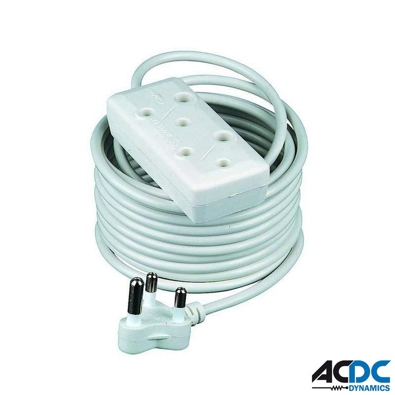 5M White Extension Cord 10A Side by Side PlugPower & Electrical SuppliesAC/DC