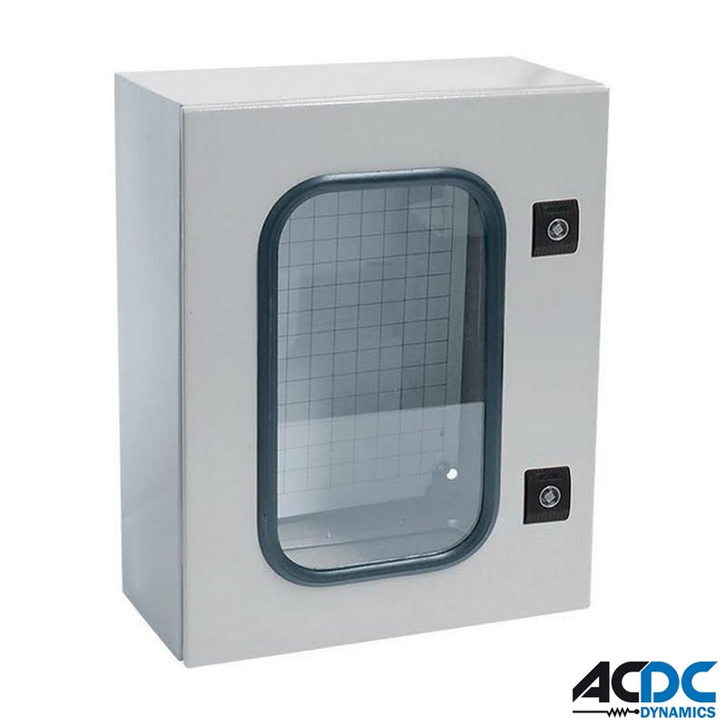 Box with Glass Panel Door Grey,SIZE 300X250X200Power & Electrical SuppliesAC/DC