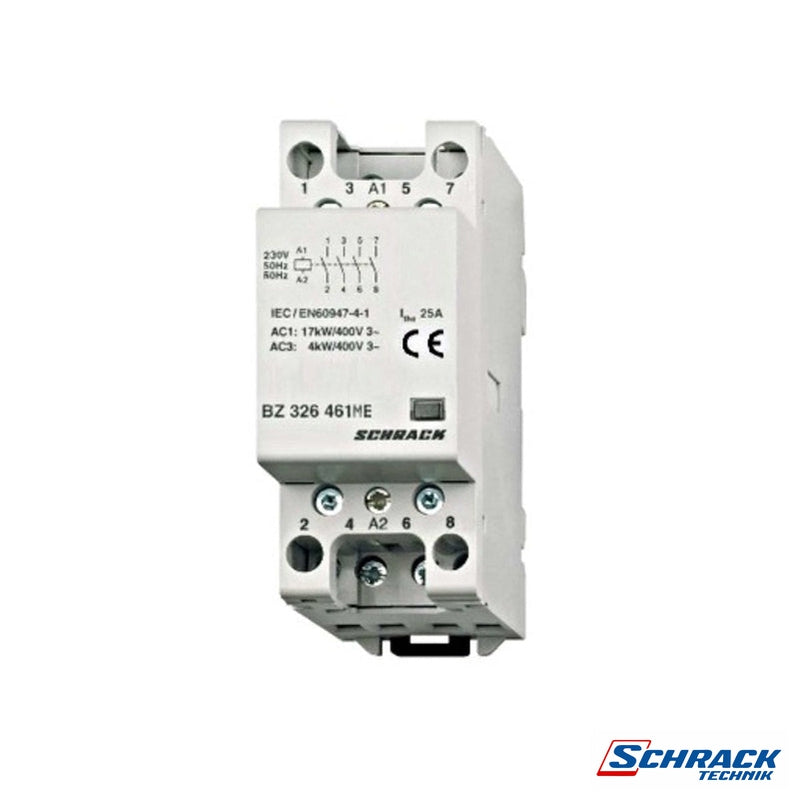Din-rail Contactor 25A, 4 NO, 230VAC, 2MW, AmparoPower & Electrical SuppliesAmparo