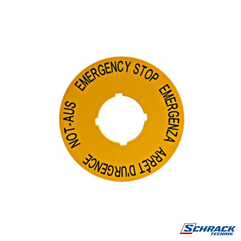 Emergency Stop label, 90mm dia, 4 languages - ICE – Industrial Control ...