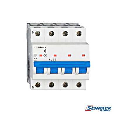 Miniature Circuit Breaker (MCB) Amparo 6kA, C 10A, 3+NPower & Electrical SuppliesSchrack - Commercial RangeAM617810--