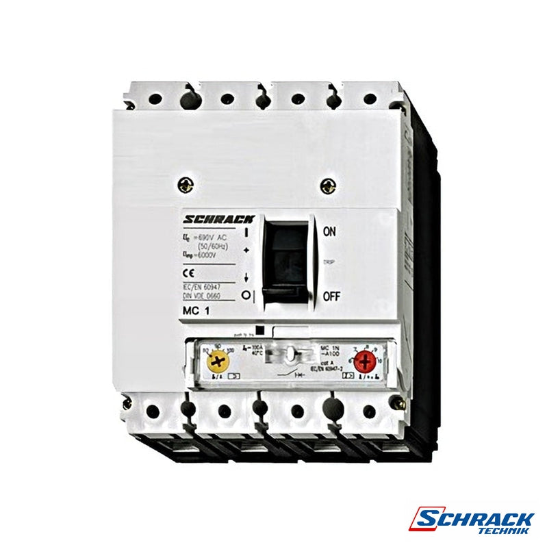 Moulded Case Circuit Breaker Type A, 4-Pole, 25kA, 100APower & Electrical SuppliesSchrack - Industrial RangeMC110141--